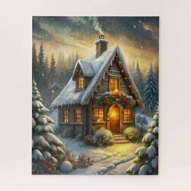Weihnachtshütten-Puzzle (Vertikal)
