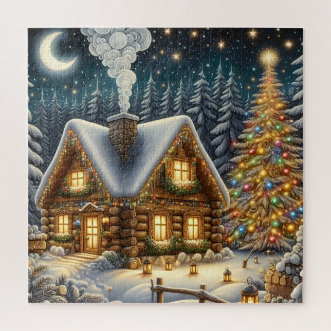 Weihnachtshütten-Puzzle (Vertikal)