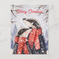 Weihnachtsillustration für lustiges Dachs-Paar
