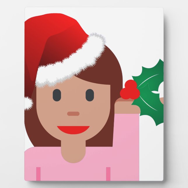 Weihnachtsinformationsmädchen Emoji Fotoplatte (Vorderseite)