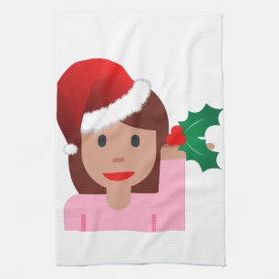 Weihnachtsinformationsmädchen-Emoji Küchentuch