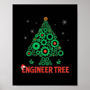 Weihnachtsingenieur Baum Maschinenbau Poster