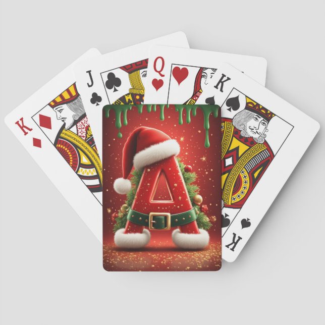 Weihnachtsinitiale A für Feiertagsgeschenke Spielkarten (Rückseite)