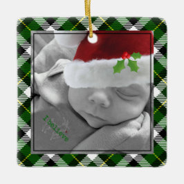Weihnachtsjahr Foto Name Red Truck Green Kariert Keramikornament