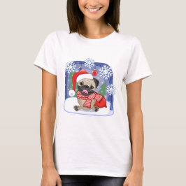 Weihnachtsjahreszeit-Winter-Mops T-Shirt