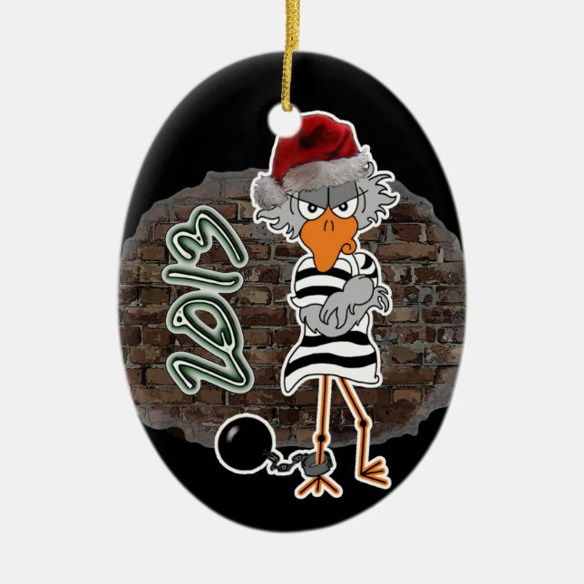 Weihnachtsjailbird-Verzierung Keramikornament (Vorne)