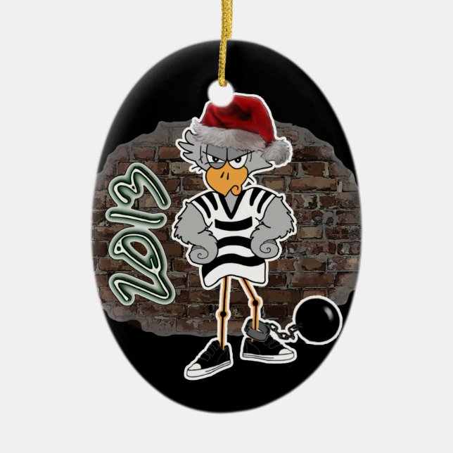Weihnachtsjailbird-Verzierung Keramikornament (Vorne)