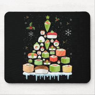 Weihnachtsjapanisches Sushi-Weihnachtsbaum-Feierta Mousepad