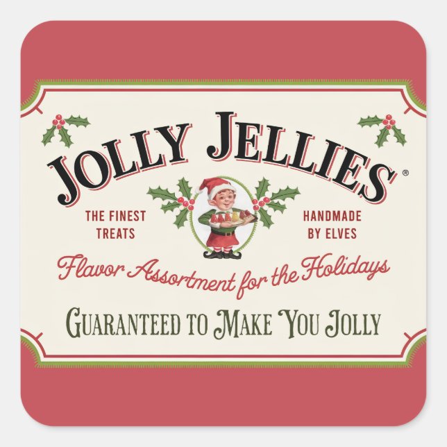 Weihnachtsjolly Jellies-Süßigkeiten Quadratischer Aufkleber (Vorderseite)