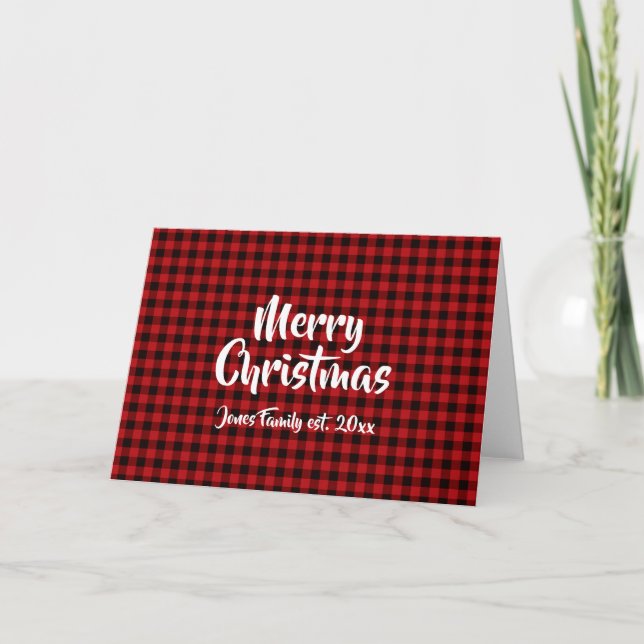 Weihnachtsjubeln, kariertes Büffelmuster Karte (Vorderseite)