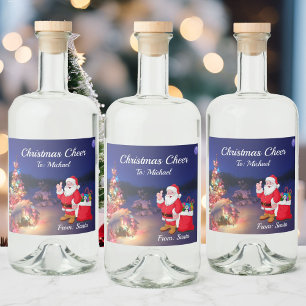 Weihnachtsjubiläum vom Weihnachtsmann Name ein wen Alkoholflaschenetikett