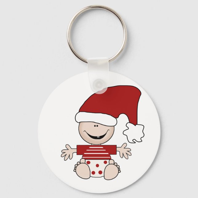 Weihnachtsjung im Strumpf Tshirts und Geschenke Schlüsselanhänger (Vorderseite)