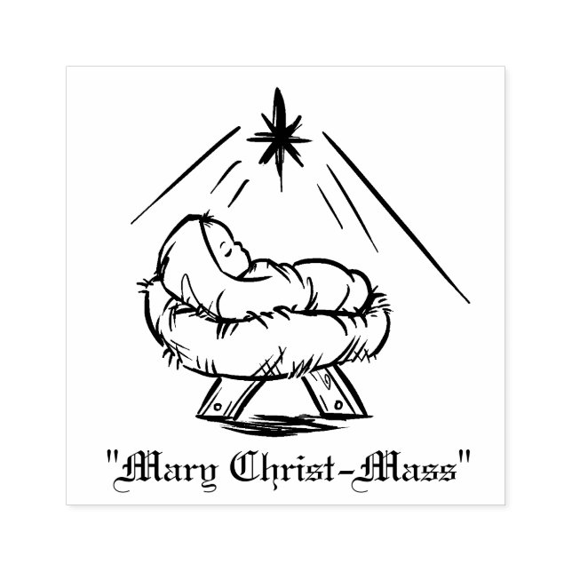 Weihnachtsjung Jesus in Manger "Mary Christ-Mass" Gummistempel (Prägung)
