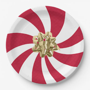 Weihnachtsjunge auf Peppermint Candy Pappteller