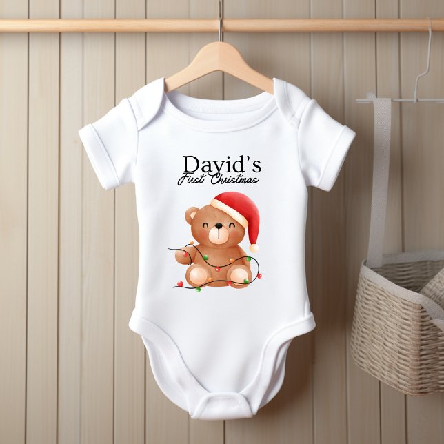 Weihnachtsjunge Bear Bodysuit Baby Strampler (Christmas Baby Bear Personalized bodysuit)