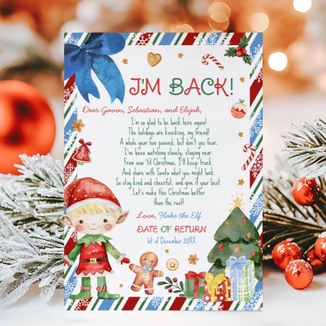 Weihnachtsjunge Brief aus Elf Letter Card Einladung (Christmas Blonde Hair Light Boy Letter from Elf Letter Card)