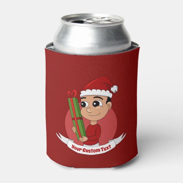 Weihnachtsjunge Cartoon kann kühler Dosenkühler (Kanne Vorderseite)