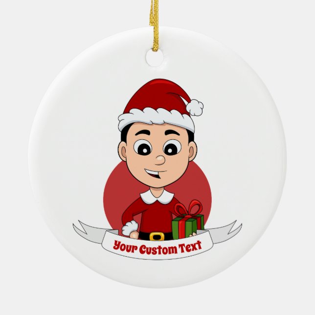 Weihnachtsjunge Cartoon Keramik Keramik Ornament (Hinten)