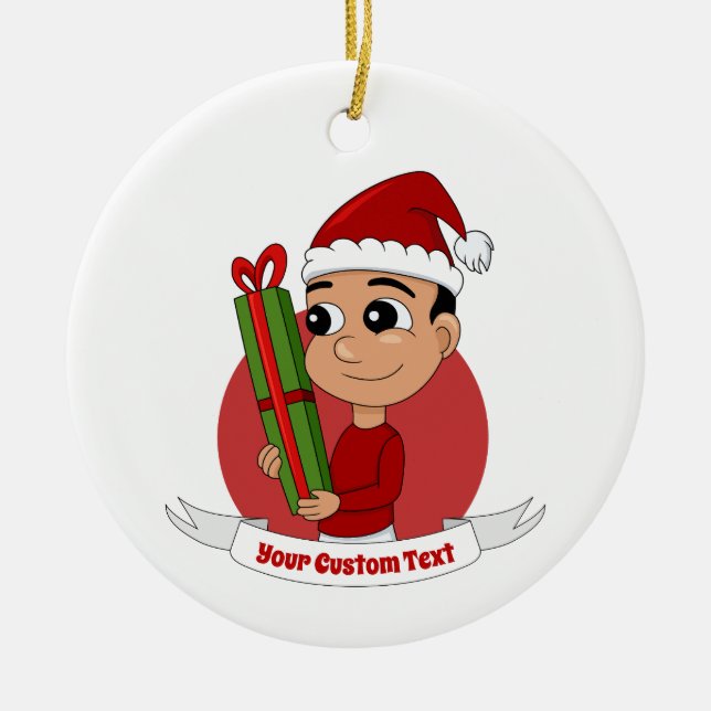 Weihnachtsjunge Cartoon Keramik Keramik Ornament (Vorne)