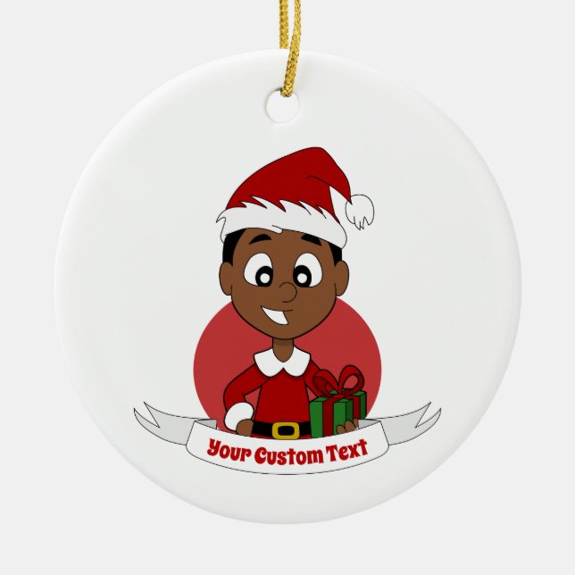 Weihnachtsjunge Cartoon Keramik Ornament (Vorne)