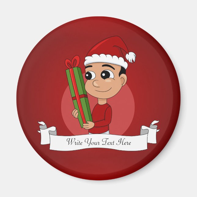 Weihnachtsjunge-Cartoon-Magnet Magnet (Vorne)
