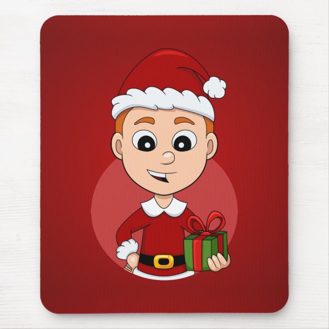 Weihnachtsjunge Cartoon-Mauspad Mousepad (Vorne)