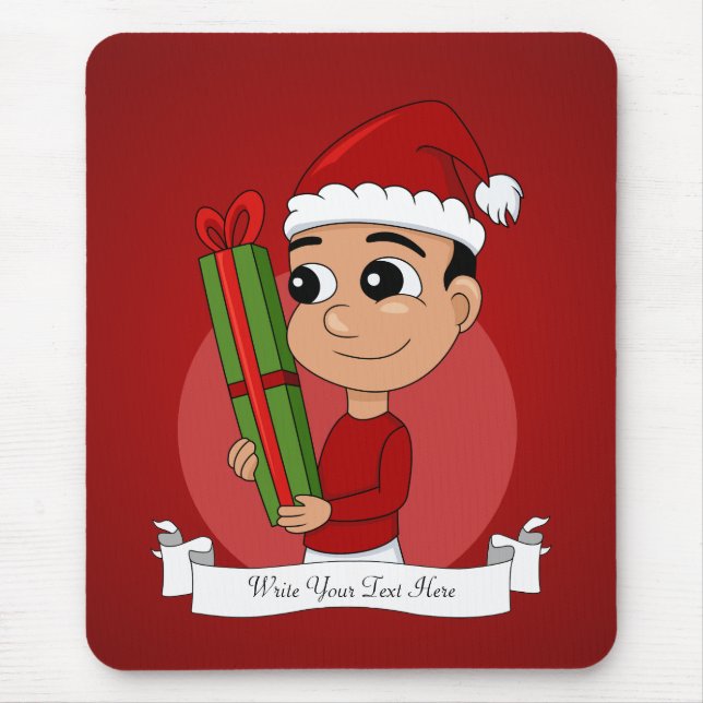 Weihnachtsjunge Cartoon-Mauspad Mousepad (Vorne)