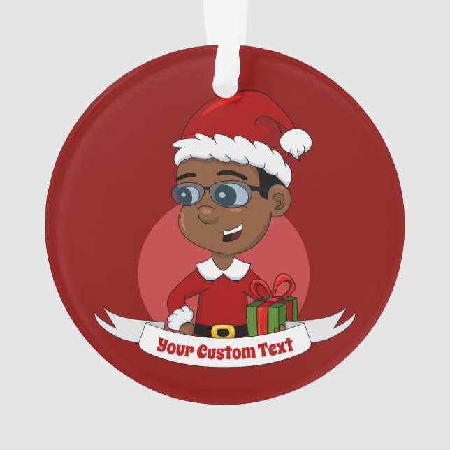 Weihnachtsjunge Cartoon-Ornament Ornament (Rückseite)