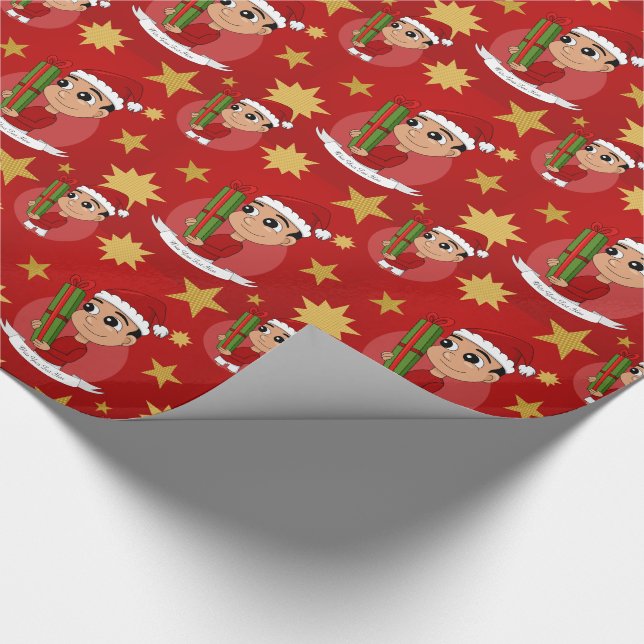 Weihnachtsjunge Cartoon Packpapier (Ecke)