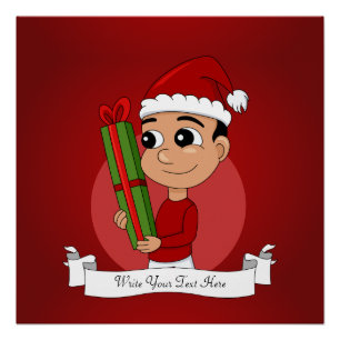 Weihnachtsjunge-Cartoon-Poster Poster