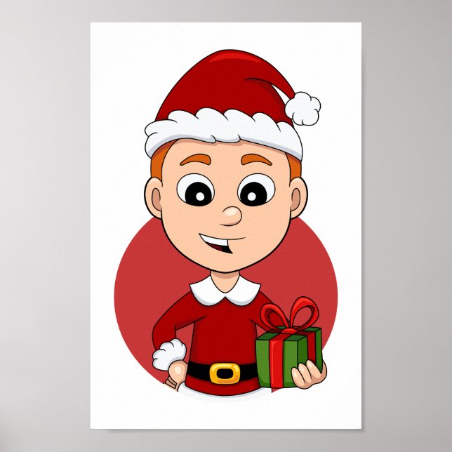 Weihnachtsjunge-Cartoon-Poster Poster (Vorne)