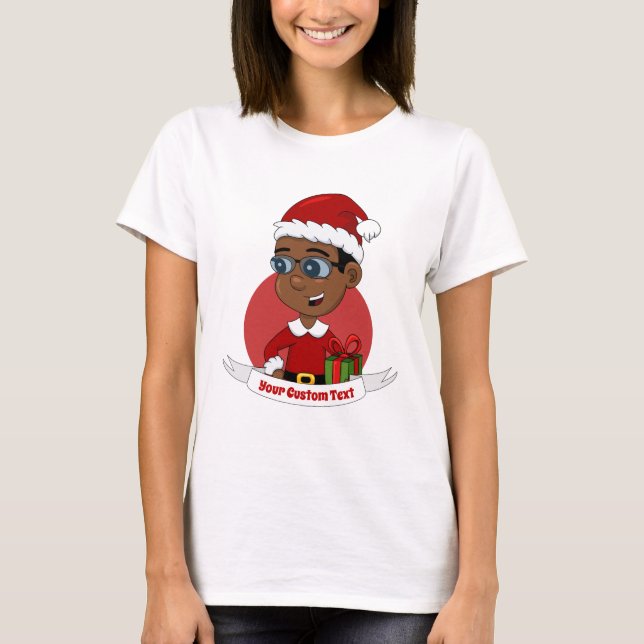 Weihnachtsjunge Cartoon T - Shirt (Vorderseite)