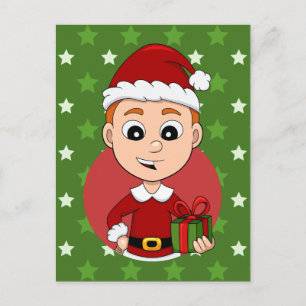 Weihnachtsjunge Cartoon Weihnachtskarte Feiertagspostkarte
