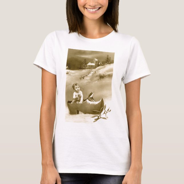 Weihnachtsjunge, Clog und Mistleton T-Shirt (Vorderseite)