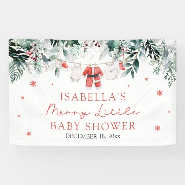 Weihnachtsjunge Kleidung Merry Little Baby Dusche Banner (Horizontal)