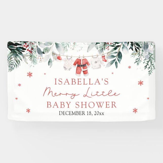 Weihnachtsjunge Kleidung Merry Little Baby Dusche Banner (Horizontal)