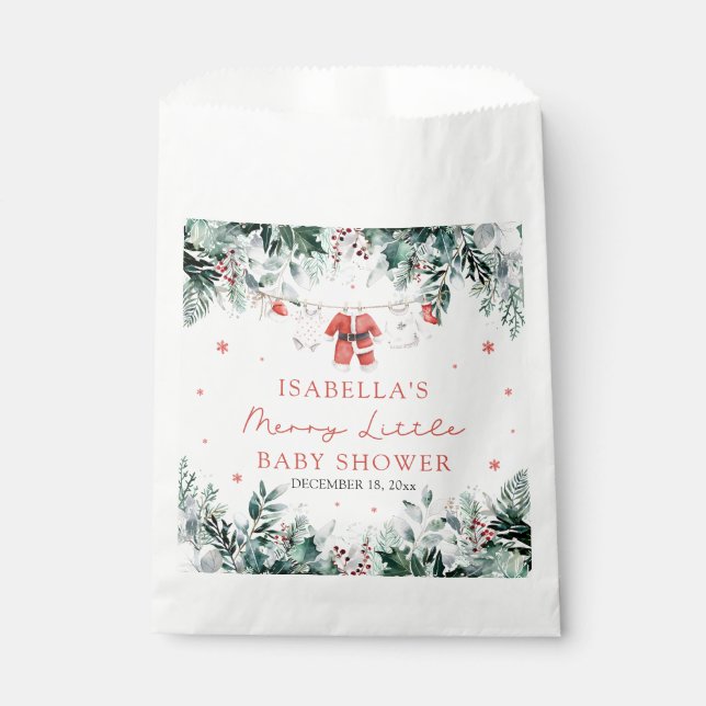 Weihnachtsjunge Kleidung Merry Little Baby Dusche Geschenktütchen (Vorderseite)
