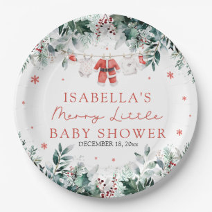 Weihnachtsjunge Kleidung Merry Little Baby Dusche Pappteller