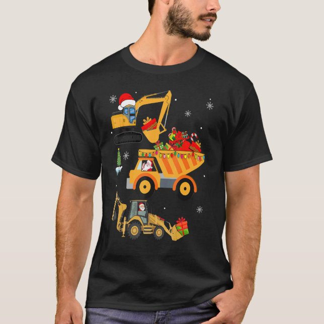 Weihnachtsjunge Kleinkind Truck Construction Vehic T-Shirt (Vorderseite)