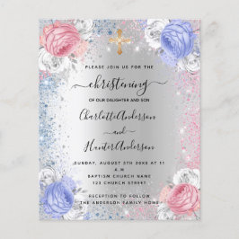 Weihnachtsjunge Mädchen blau pink Silber Einladung