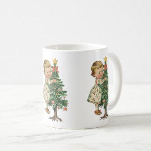 Weihnachtsjunge Mädchen Kaffeetasse