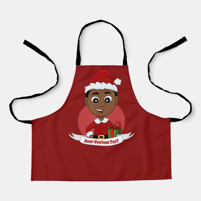 Weihnachtsjunge mit einer roten Hut-Schürze Schürze (Vorderseite)