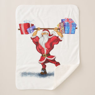 Weihnachtsjunge Sherpa Blanket Bodybuilder Santa Sherpadecke