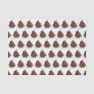 Weihnachtsjunge und Kiefernbaum an einer Barenttür Seidenpapier