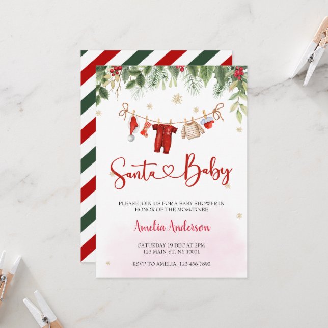 Weihnachtsjunge Winter Babydusche Einladung (Vorderseite/Rückseite Beispiel)