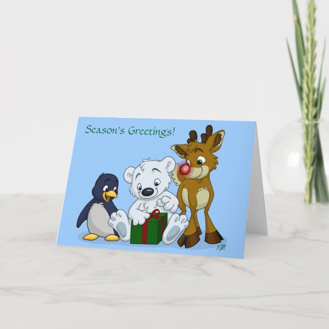 Weihnachtsjungen, Weihnachtsgrüße! Feiertagskarte (Vorderseite)