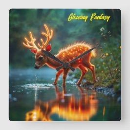 Weihnachtsjunges Hirschbachleuchten Quadratische Wanduhr