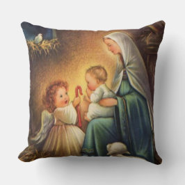 WeihnachtsJungfrau Mary mit Christuskind u. -engel Kissen