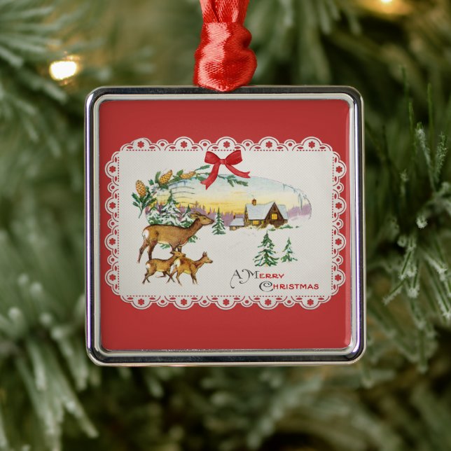 Weihnachtskabine & Deer Ornament Aus Metall (Baum)