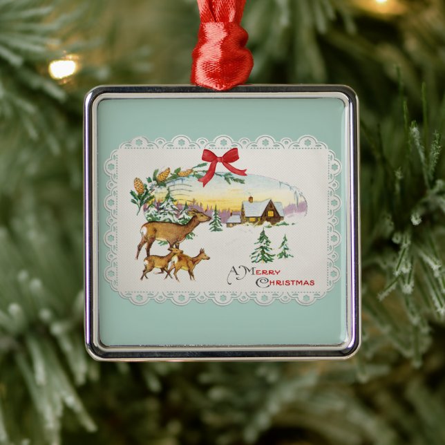 Weihnachtskabine & Deer Ornament Aus Metall (Baum)